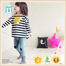 Children Bat Long Sleeve Trendy T-shirts Striped Black And White Tees Striped Tops For Fall Season